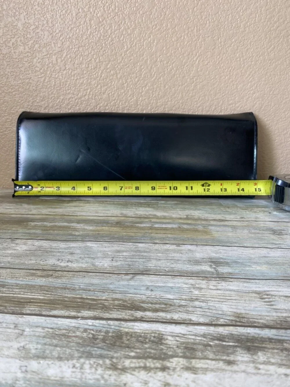 Vintage MCM Aetna USA Black Patent Envelope Clutch Purse Royaltone Lined 15" - Picture 6 of 16